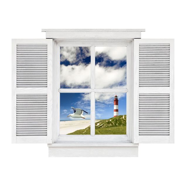 Sticker mural 3d Fenêtre à battant brise de dune