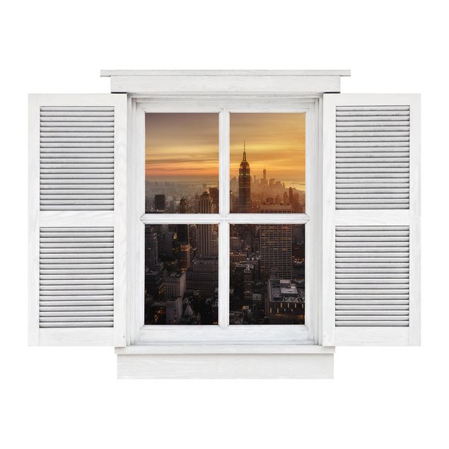 Déco mur cuisine Fenêtre à battant Manhattan Skyline Evening