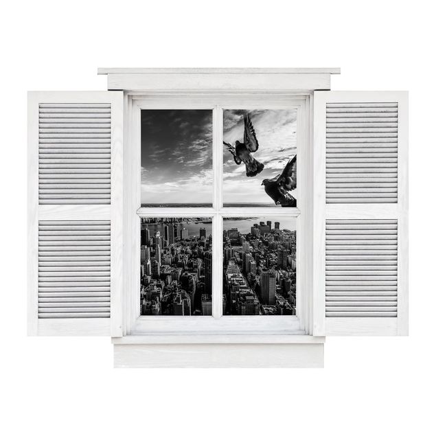 Décorations cuisine Fenêtre à battant Pigeons sur l'Empire State Building