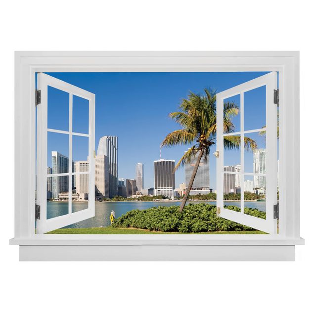 Déco murale cuisine Fenêtre Ouverte Miami Beach Skyline