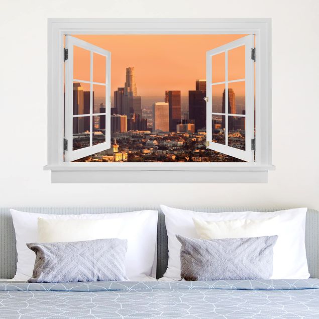 Stickers muraux ville Fenêtre ouverte Skyline de Los Angeles