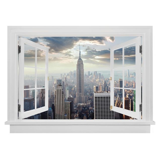 Déco mur cuisine Fenêtre ouverte Lever de Soleil In New York