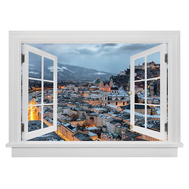 Déco mur cuisine Fenêtre Ouverte Salzburg Neigeuse