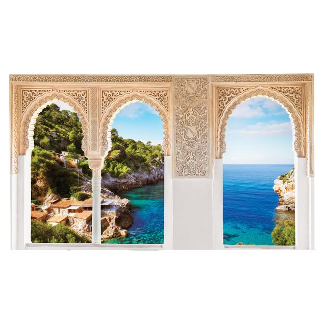 Stickers muraux iles Fenêtre décorée Cala De Deia à Majorque