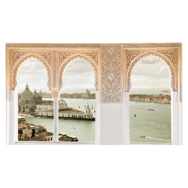 Déco mur cuisine Fenêtre décorée Lagune de Venise