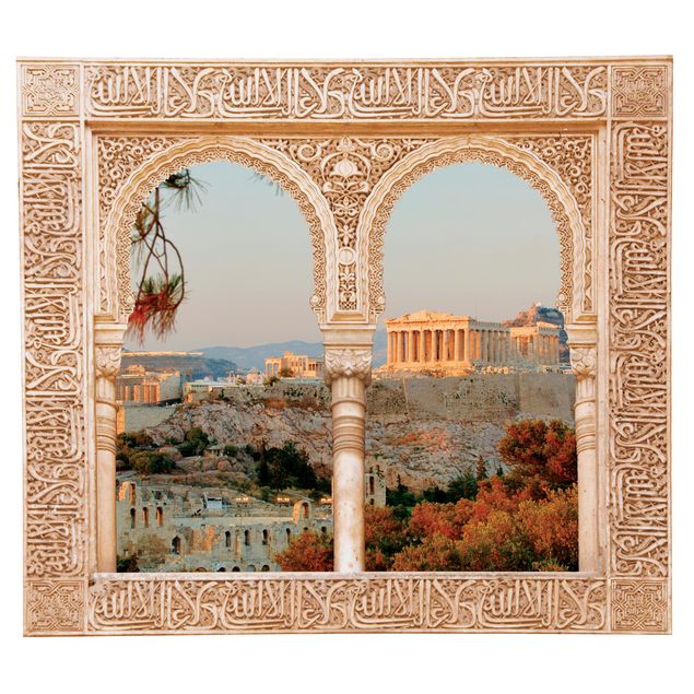 Stickers muraux 3d Decorated Window Acropolis