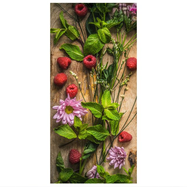 Panneau de séparation - Flowers Raspberries Mint