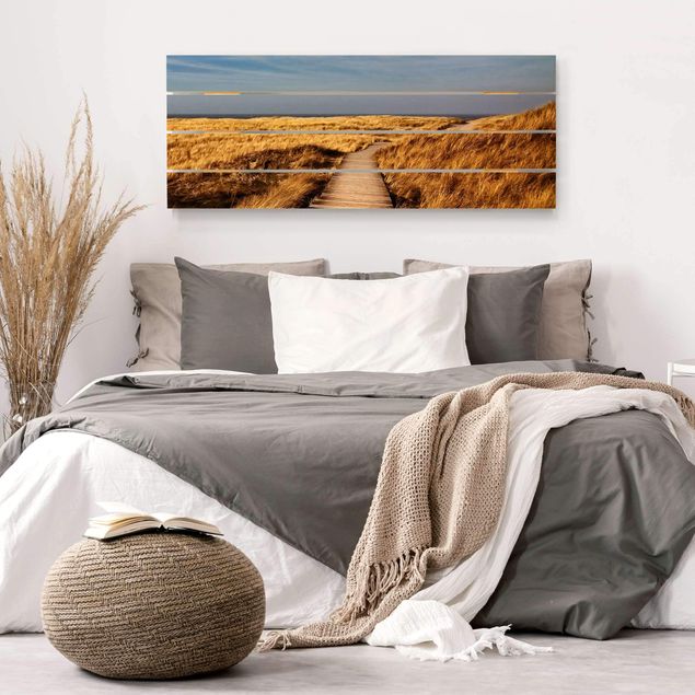 Tableaux en bois avec paysage Chemin des dunes sur Sylt