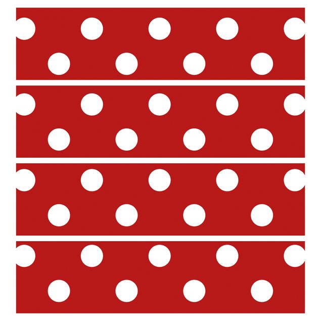 Papier adhésif pour meuble IKEA - Malm commode 4x tiroirs - No.DS92 Dot Design Girly Red