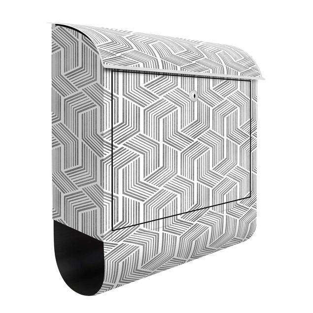 Boite au lettre grise 3D Pattern With Stripes In Silver