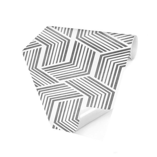 Tapisserie motif 3D Pattern With Stripes In Silver