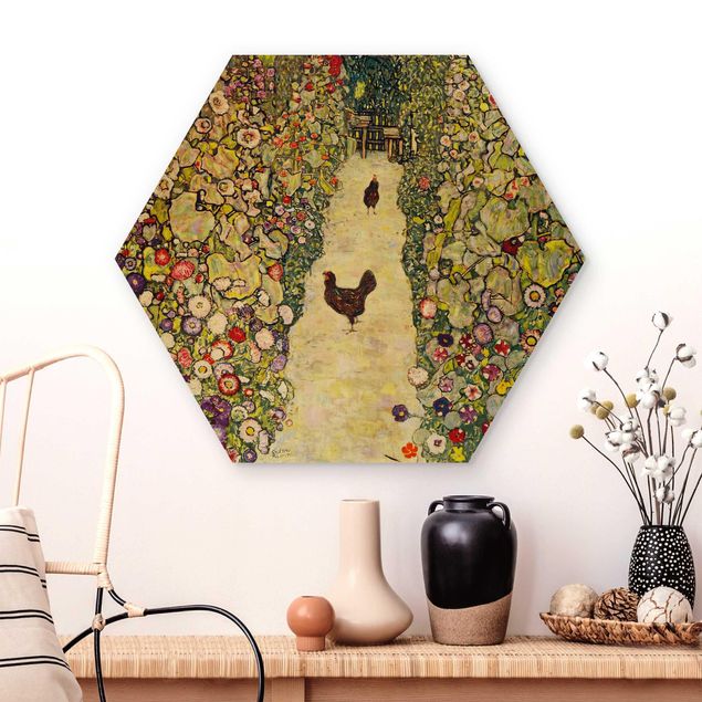 Déco mur cuisine Gustav Klimt - Chemin de jardin avec poules