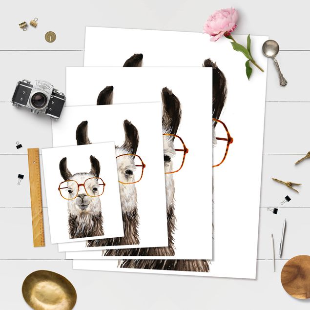 Poster chambre enfant - Hip Lama With Glasses IV