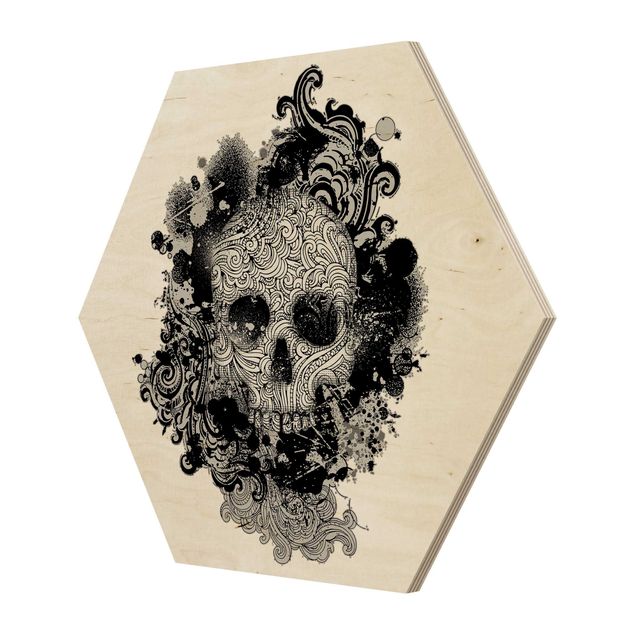 Hexagone en bois - Skull
