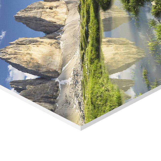 Tableaux de Rainer Mirau Zinnen du Tyrol du Sud et reflet de l'eau