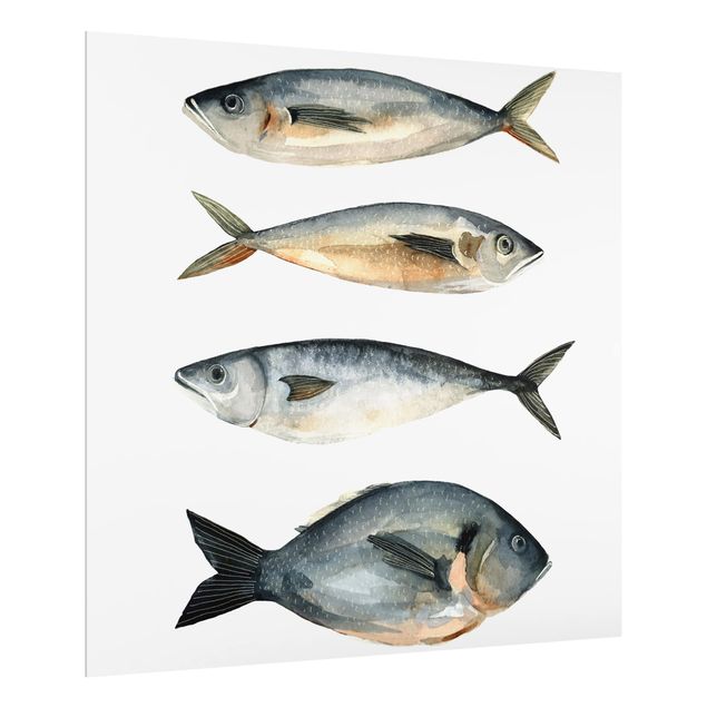 Fond de hotte - Four Fish In Watercolor I