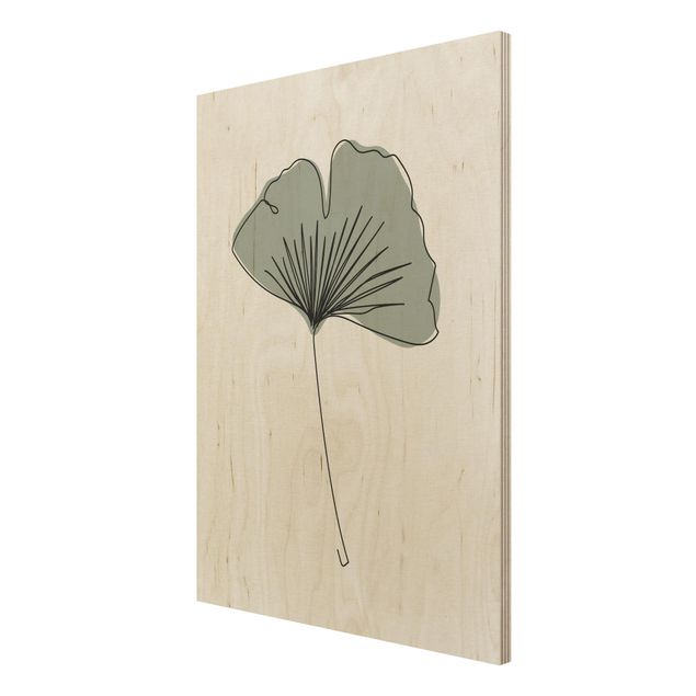 Tableaux en bois avec fleurs Line Art feuille de Gingko