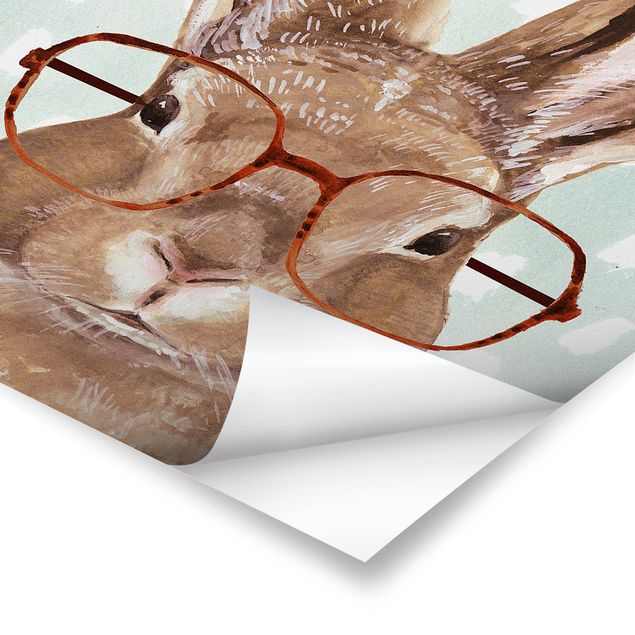 Affiche déco Animaux avec lunettes - Lapin