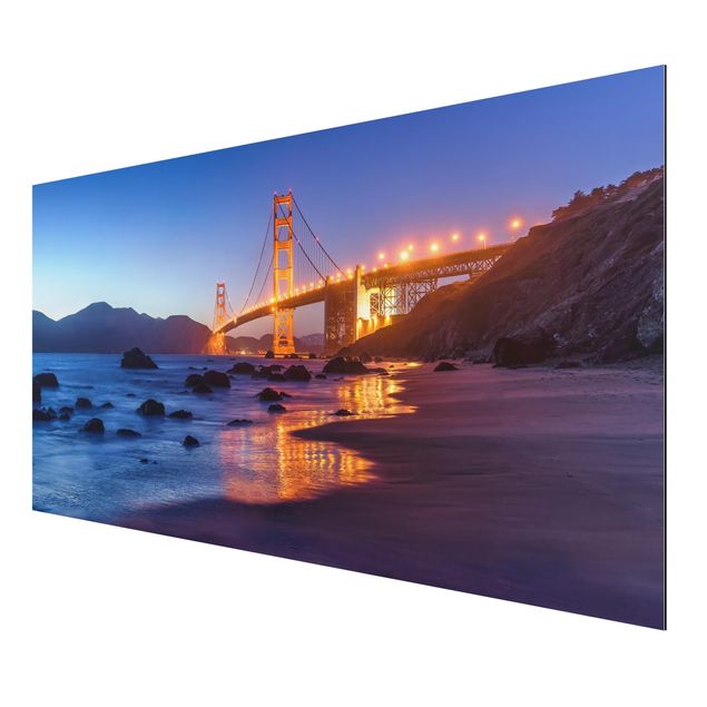 Tableau ville Pont du Golden Gate au crépuscule
