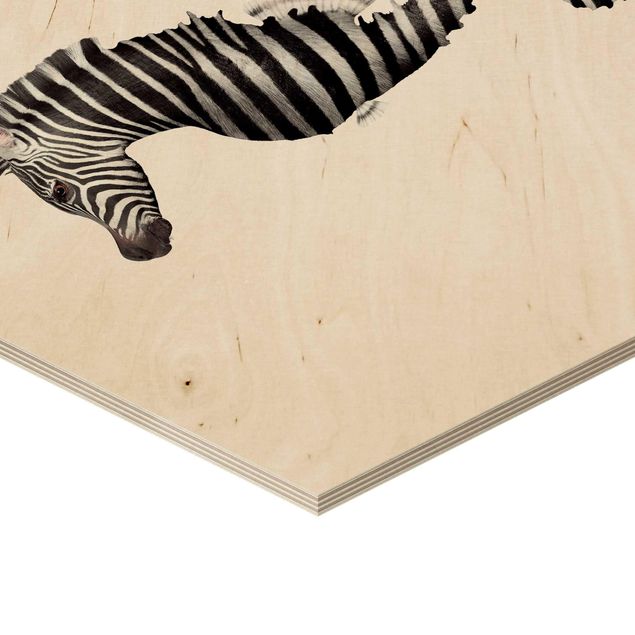 Hexagone en bois - Seahorse With Zebra Stripes