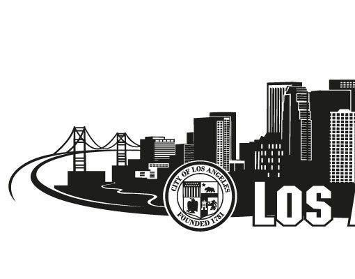 Stickers muraux avec noms de villes No.FB103 Los Angeles Skyline