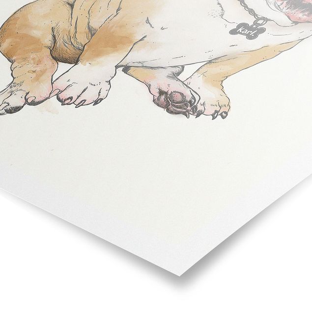 Affiche animaux Illustration Chien Bulldog Peinture