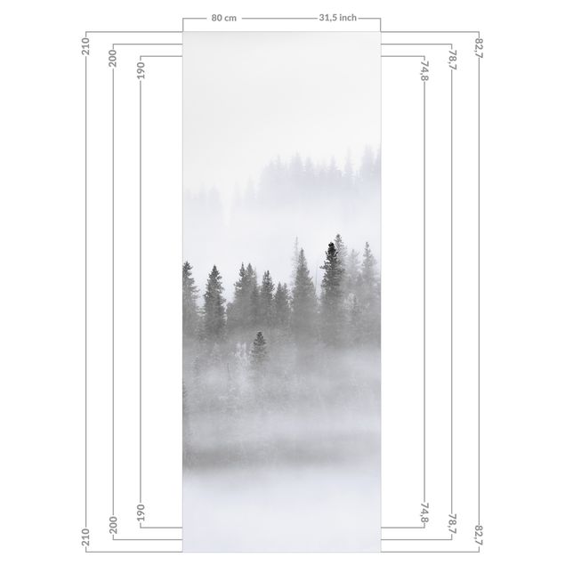 Revêtement mural de douche - Fog In The Fir Forest Black And White