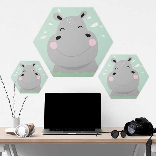 Hexagone en alu Dibond - The Happiest Hippo