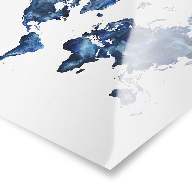 Tableau deco bleu Carte du monde de l'eau claire