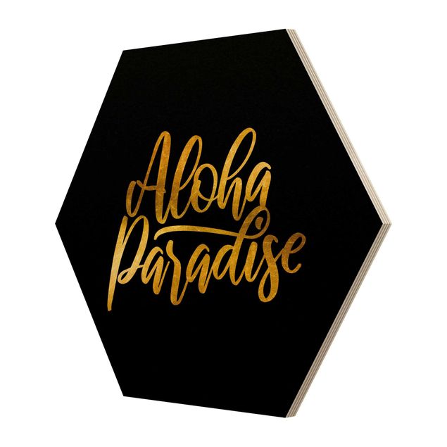 Hexagone en bois - Gold - Aloha Paradise On Black
