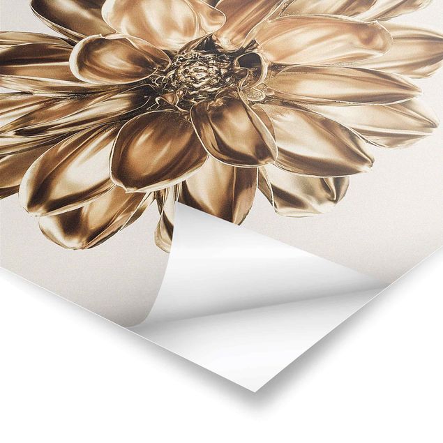 Poster - Dahlia Flower Gold Metallic