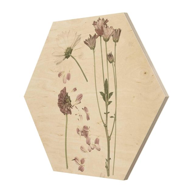 Hexagone en bois - Herbarium In Pink II