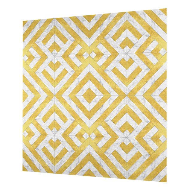 Fonds de hotte - Geometrical Tile Mix Art Deco Gold Marble - Carré 1:1