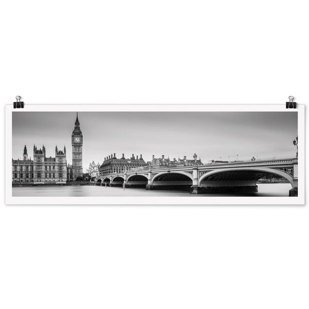 Posters en noir et blanc Pont de Westminster et Big Ben