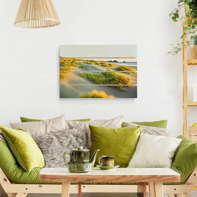Tableaux en bois avec paysage Dunes et herbes à la mer