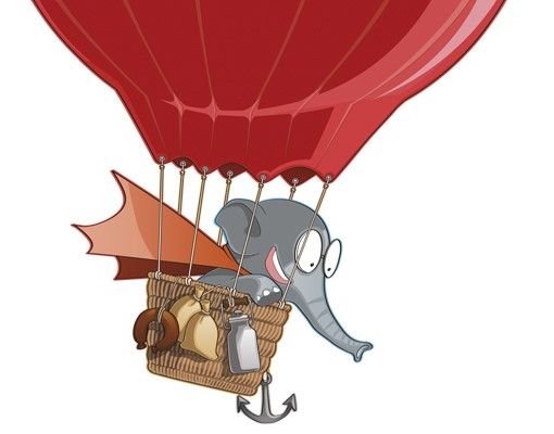 Sticker mur animaux Ferme volante Ballon-Eléphant