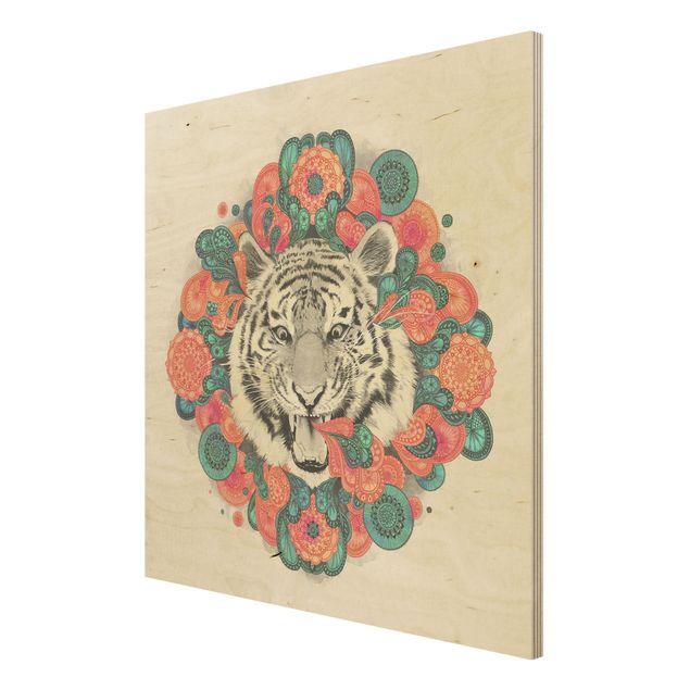 Tableaux de Laura Graves Illustration Tigre Dessin Mandala Paisley