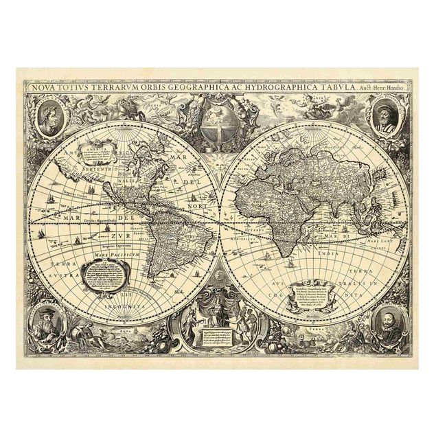 Tableau carte du monde Illustration antique d'une carte du monde vintage