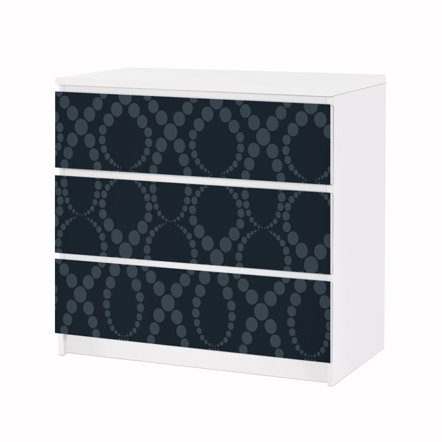 Papier adhésif pour meuble IKEA - Malm commode 3x tiroirs - Black Beaded Ornament