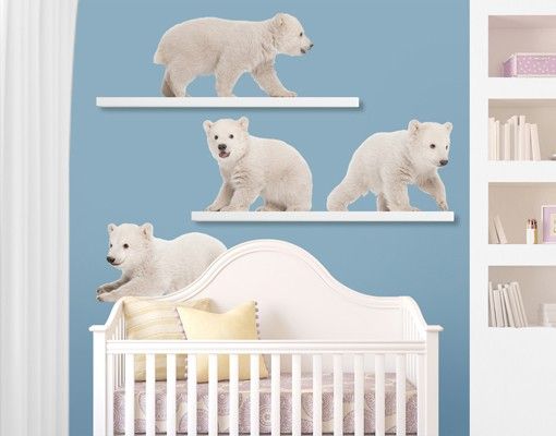 Stickers muraux animaux de la foret No.642 Frères ours polaires