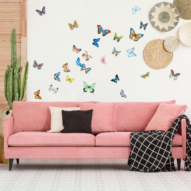 Sticker mur animaux Lot de papillons aquarellés