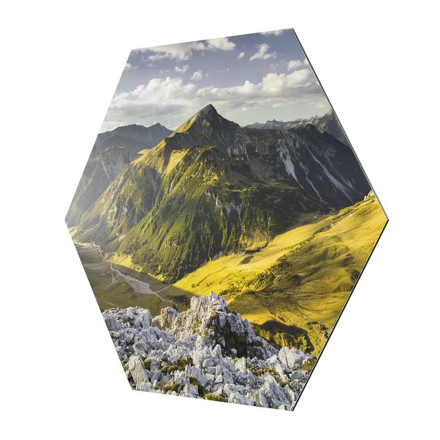 Tableau couleur vert Montagnes et vallée des Alpes Lechtal au Tyrol