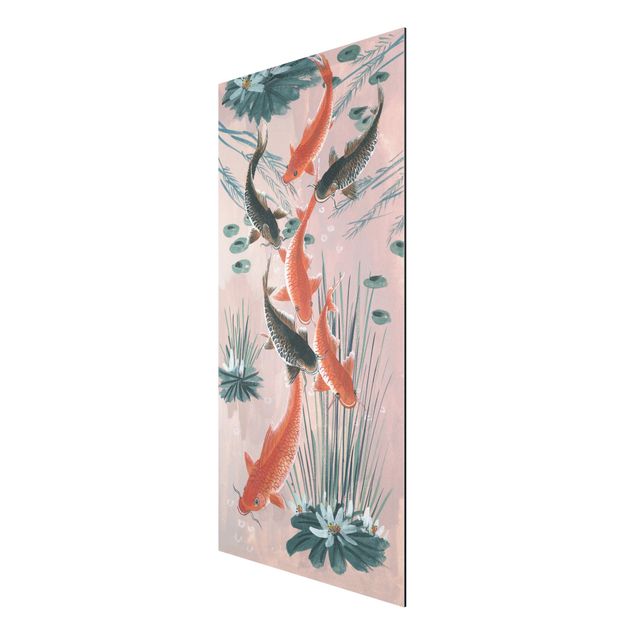 Tableau moderne Art asiatique Kois dans l'étang I