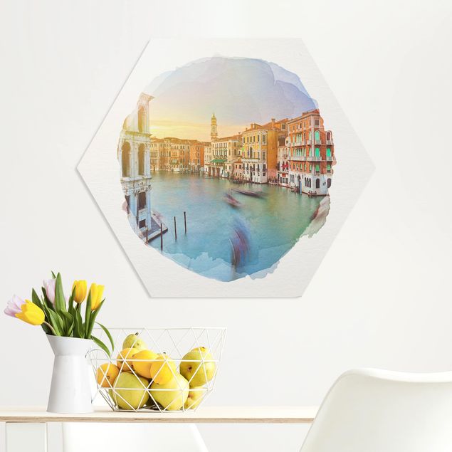 Déco murale cuisine Aquarelles - Grand Canal Vue du pont du Rialto Venise