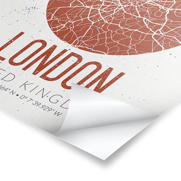 Tableaux noir et blanc Plan de Ville Londres - Rétro