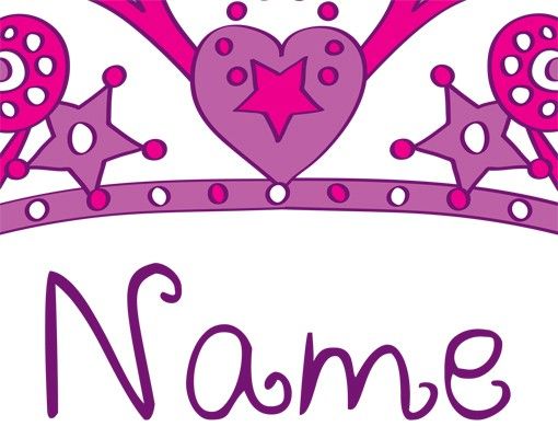 Sticker mural pour enfants - No.RY21 Customised text Princess Crown