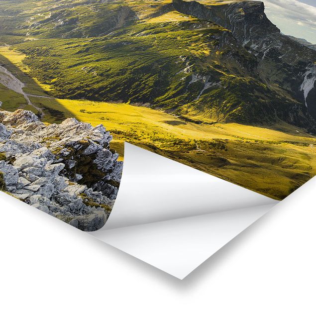 Poster paysage Montagnes et vallée des Alpes Lechtal au Tyrol