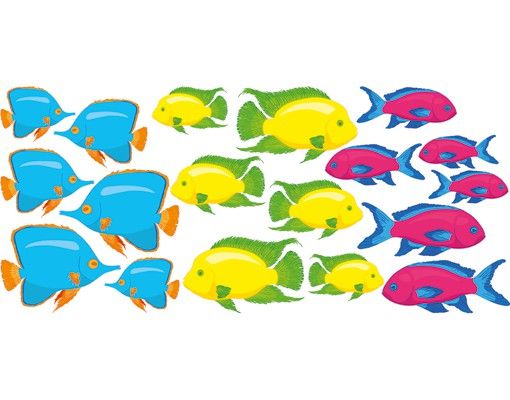 Stickers muraux animaux No.RY29 Banc de poissons colorés