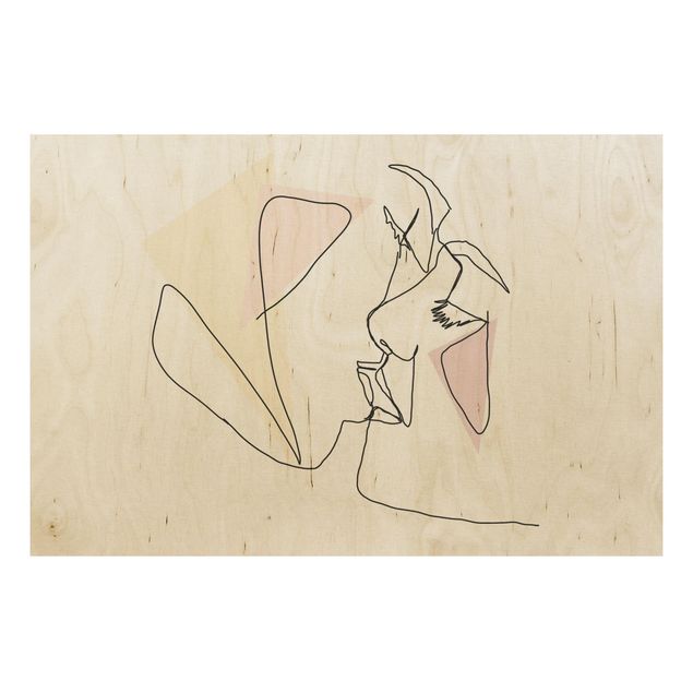 Tableaux en bois Illustration de visages de baisers