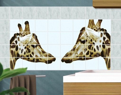Déco mur cuisine Girafes en amour